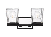 Bleeker Street 2 Light 14" Vanity in Matte Black + Chrome