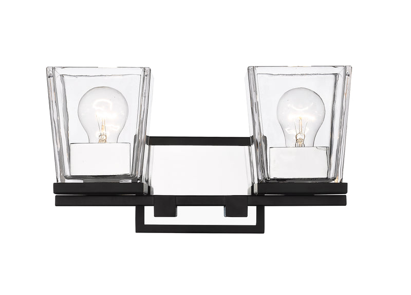 Bleeker Street 2 Light 14" Vanity in Matte Black + Chrome