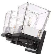 Bleeker Street 2 Light 14" Vanity in Matte Black + Chrome