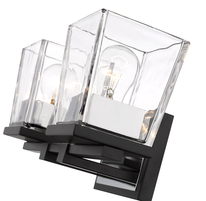 Bleeker Street 2 Light 14" Vanity in Matte Black + Chrome