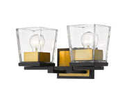 Bleeker Street 2 Light 14" Vanity in Matte Black + Olde Brass