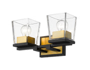 Bleeker Street 2 Light 14" Vanity in Matte Black + Olde Brass