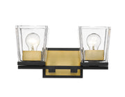 Bleeker Street 2 Light 14" Vanity in Matte Black + Olde Brass