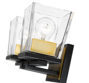 Bleeker Street 2 Light 14" Vanity in Matte Black + Olde Brass