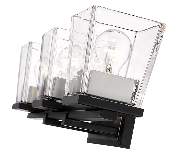Bleeker Street 3 Light 25" Vanity in Matte Black + Brushed Nickel