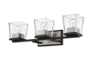 Bleeker Street 3 Light 25" Vanity in Matte Black + Brushed Nickel