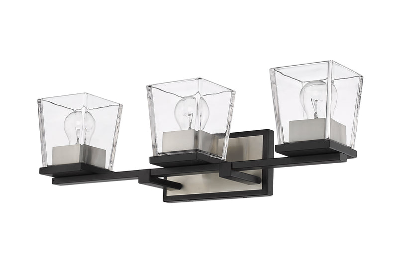 Bleeker Street 3 Light 25" Vanity in Matte Black + Brushed Nickel