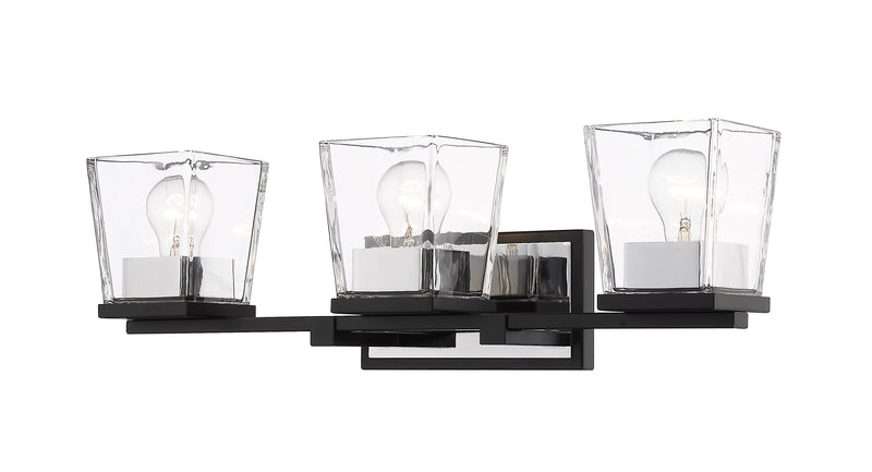 Bleeker Street 3 Light 25" Vanity in Matte Black + Chrome