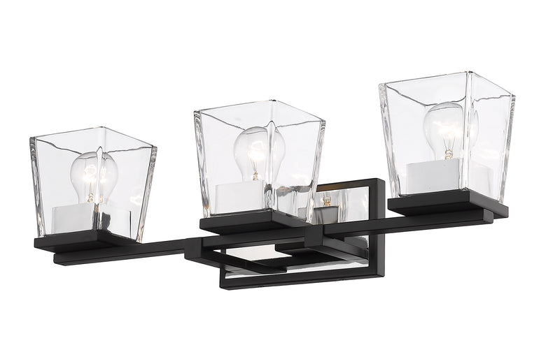 Bleeker Street 3 Light 25" Vanity in Matte Black + Chrome