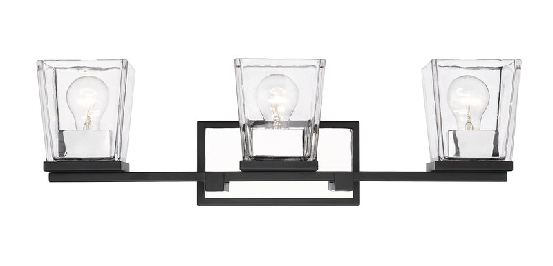 Bleeker Street 3 Light 25" Vanity in Matte Black + Chrome