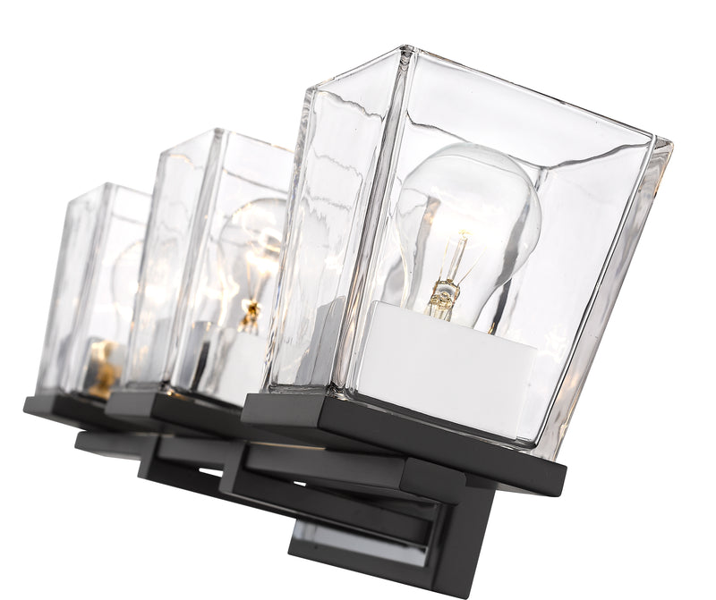 Bleeker Street 3 Light 25" Vanity in Matte Black + Chrome