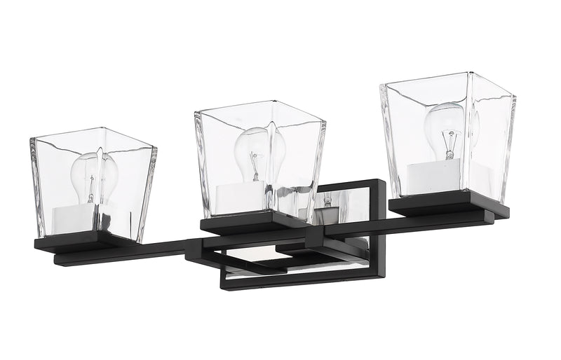 Bleeker Street 3 Light 25" Vanity in Matte Black + Chrome