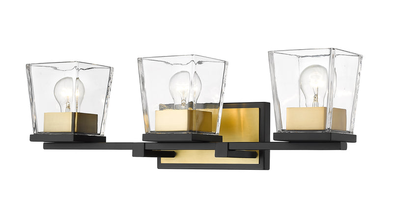 Bleeker Street 3 Light 25" Vanity in Matte Black + Olde Brass