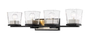 Bleeker Street 4 Light 33" Vanity in Matte Black + Brushed Nickel