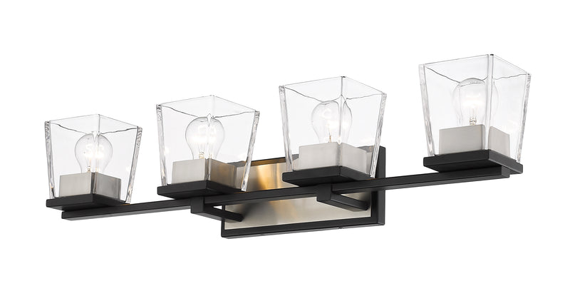 Bleeker Street 4 Light 33" Vanity in Matte Black + Brushed Nickel