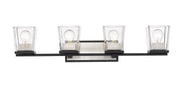 Bleeker Street 4 Light 33" Vanity in Matte Black + Brushed Nickel