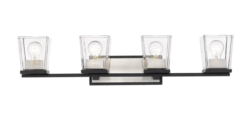 Bleeker Street 4 Light 33" Vanity in Matte Black + Brushed Nickel
