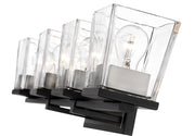 Bleeker Street 4 Light 33" Vanity in Matte Black + Brushed Nickel