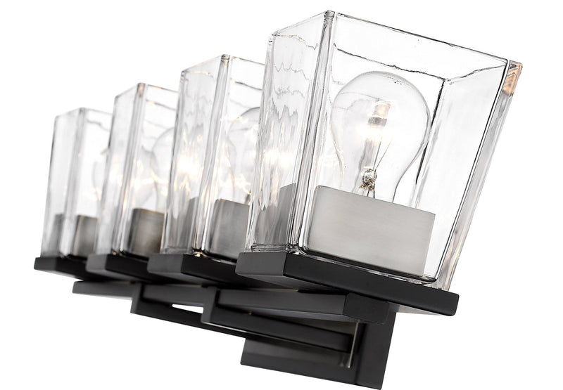 Bleeker Street 4 Light 33" Vanity in Matte Black + Brushed Nickel
