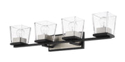 Bleeker Street 4 Light 33" Vanity in Matte Black + Brushed Nickel