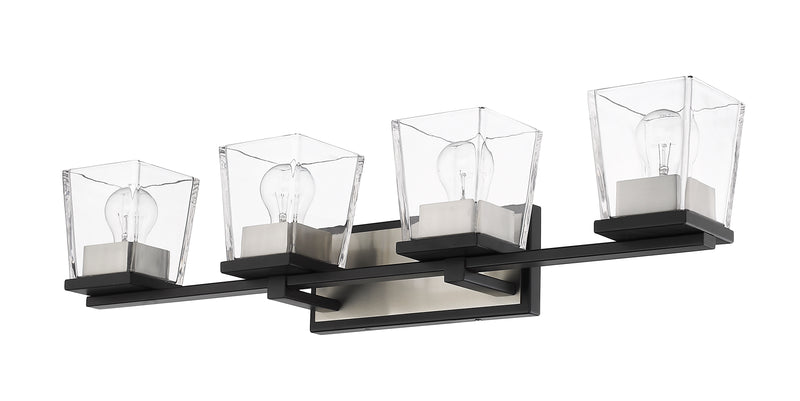 Bleeker Street 4 Light 33" Vanity in Matte Black + Brushed Nickel