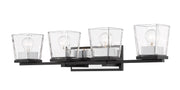 Bleeker Street 4 Light 33" Vanity in Matte Black + Chrome