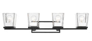 Bleeker Street 4 Light 33" Vanity in Matte Black + Chrome