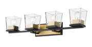 Bleeker Street 4 Light 33" Vanity in Matte Black + Olde Brass