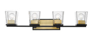 Bleeker Street 4 Light 33" Vanity in Matte Black + Olde Brass