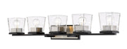 Bleeker Street 5 Light 42.5" Vanity in Matte Black + Brushed Nickel