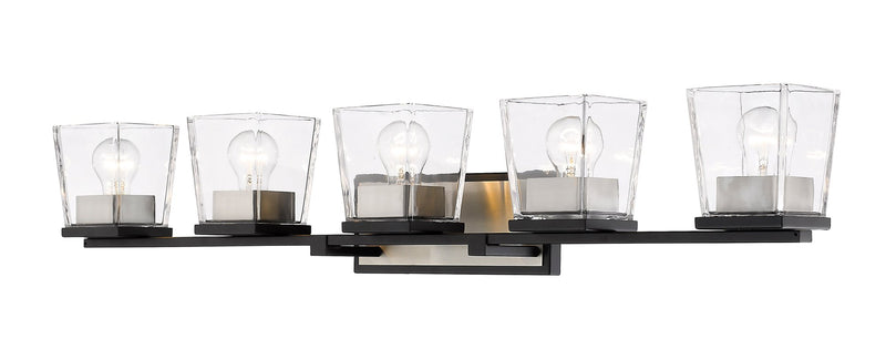 Bleeker Street 5 Light 42.5" Vanity in Matte Black + Brushed Nickel