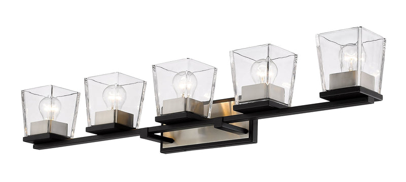 Bleeker Street 5 Light 42.5" Vanity in Matte Black + Brushed Nickel