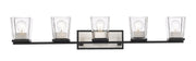 Bleeker Street 5 Light 42.5" Vanity in Matte Black + Brushed Nickel