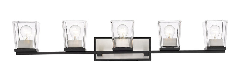 Bleeker Street 5 Light 42.5" Vanity in Matte Black + Brushed Nickel