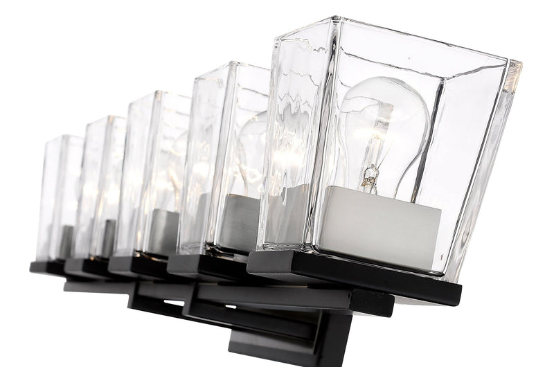 Bleeker Street 5 Light 42.5" Vanity in Matte Black + Brushed Nickel