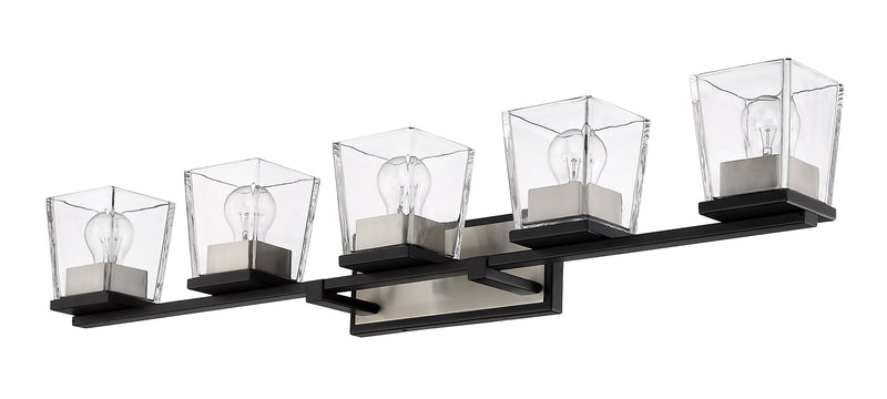 Bleeker Street 5 Light 42.5" Vanity in Matte Black + Brushed Nickel