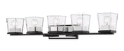 Bleeker Street 5 Light 42.5" Vanity in Matte Black + Chrome