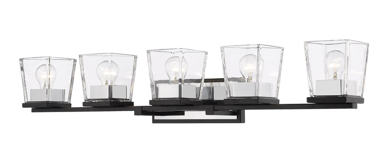 Bleeker Street 5 Light 42.5" Vanity in Matte Black + Chrome