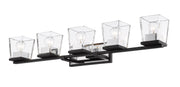 Bleeker Street 5 Light 42.5" Vanity in Matte Black + Chrome