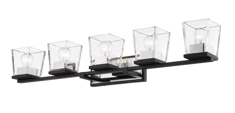 Bleeker Street 5 Light 42.5" Vanity in Matte Black + Chrome
