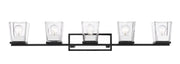Bleeker Street 5 Light 42.5" Vanity in Matte Black + Chrome