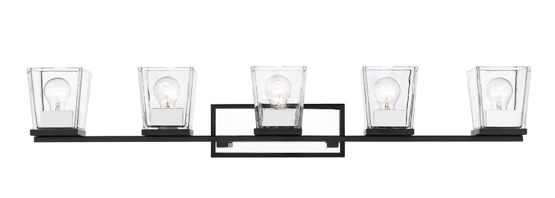 Bleeker Street 5 Light 42.5" Vanity in Matte Black + Chrome
