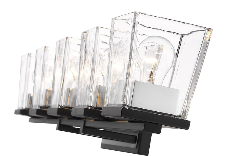 Bleeker Street 5 Light 42.5" Vanity in Matte Black + Chrome