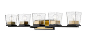 Bleeker Street 5 Light 42.5" Vanity in Matte Black + Olde Brass