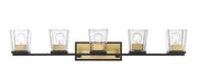 Bleeker Street 5 Light 42.5" Vanity in Matte Black + Olde Brass