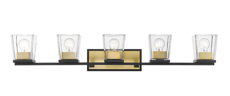 Bleeker Street 5 Light 42.5" Vanity in Matte Black + Olde Brass
