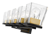 Bleeker Street 5 Light 42.5" Vanity in Matte Black + Olde Brass