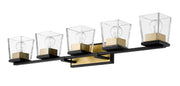Bleeker Street 5 Light 42.5" Vanity in Matte Black + Olde Brass