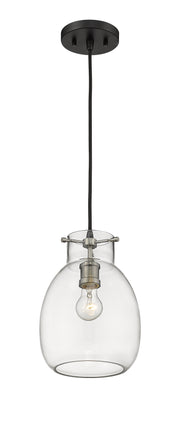 Bella 1 Light 8" Pendant, Cord Mount in Matte Black + Brushed Nickel