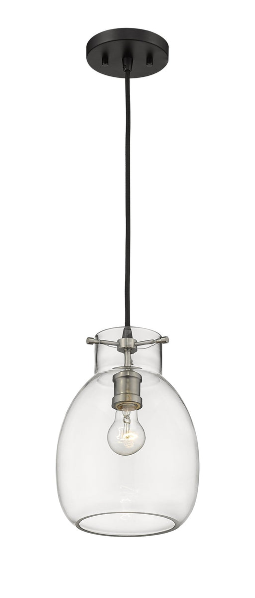 Bella 1 Light 8" Pendant, Cord Mount in Matte Black + Brushed Nickel